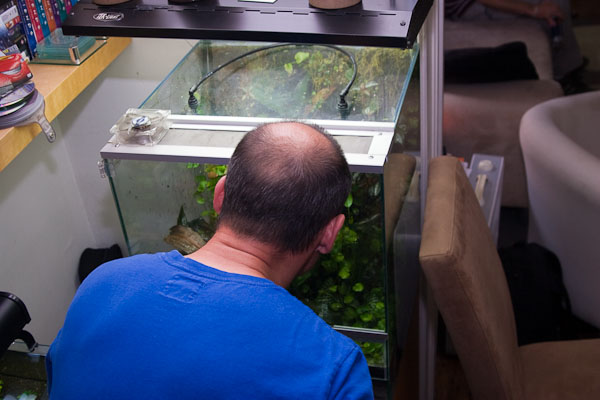 Ingo, looking into a tank